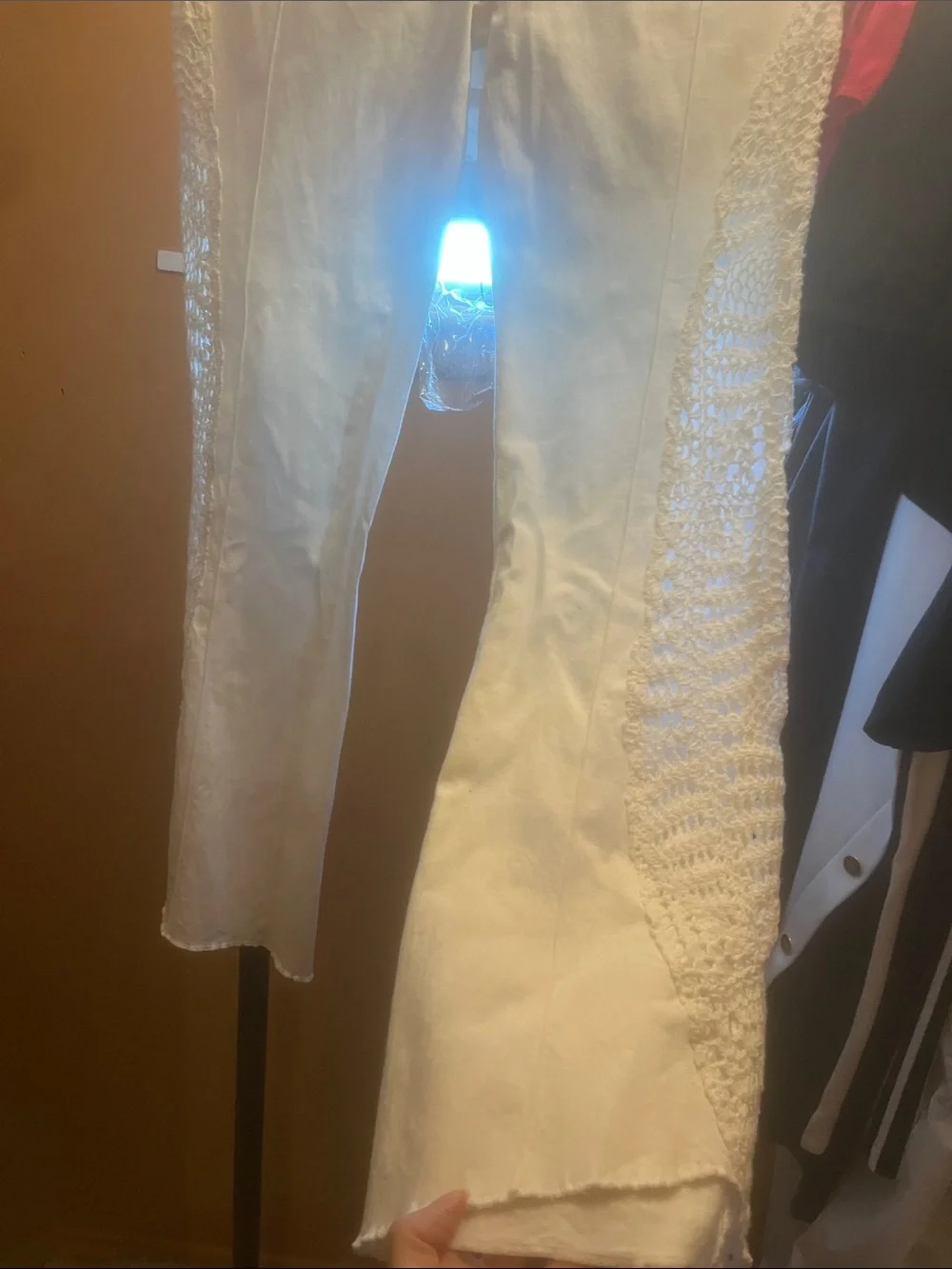 Buffalo David Bitton White Crochet Bootcut Pants White Semi Vintage